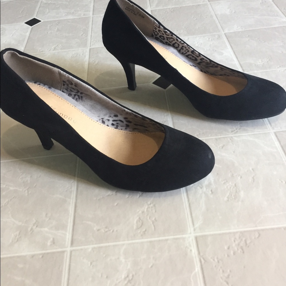 Black suede heels