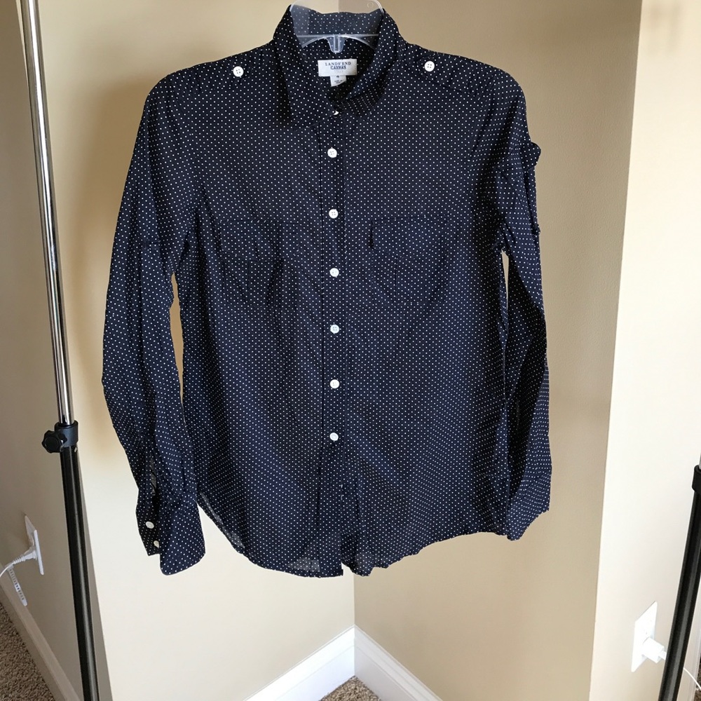 Take me to the lake Lands End button down shirt.