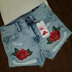 Rose Embroidered Hi-Rise Shorties