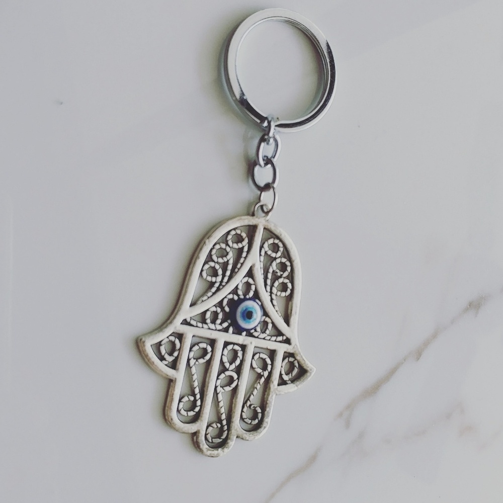 Bohemian style silver keychain