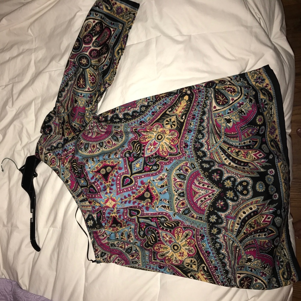 One shoulder paisley blouse