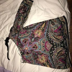 One shoulder paisley blouse