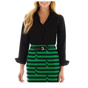 Worthington long-sleeve button-front shirt black