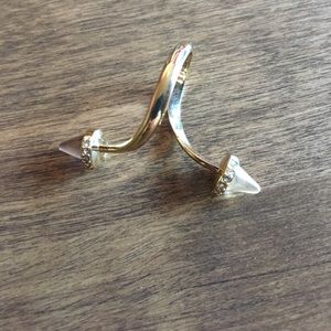 Rebecca Minkoff gold tone ring with rhinestones