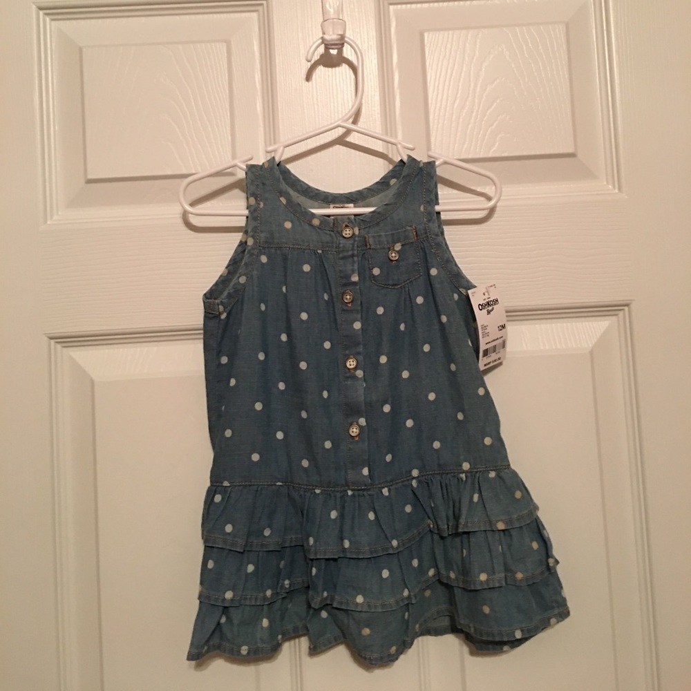 Osh Kosh Dress-chambray with polka dots
