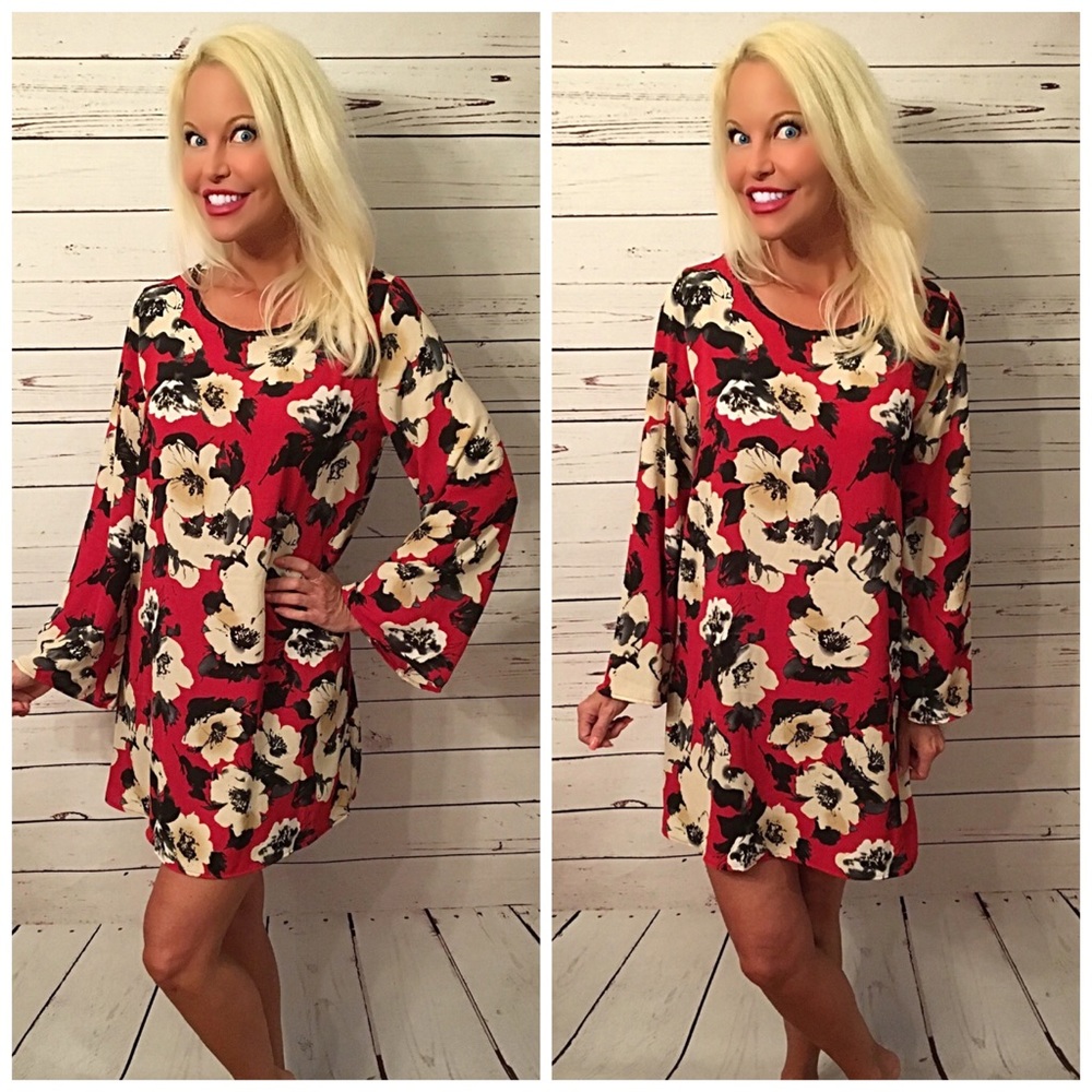 LAST 1!! ❤️ Beautiful Red Floral Dress - Picture 2 of 3