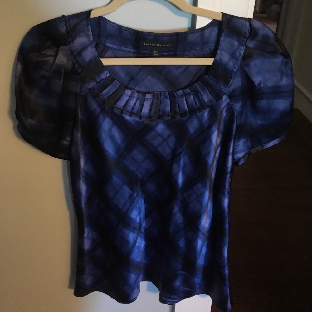 Banana Republic Silk Plaid Top