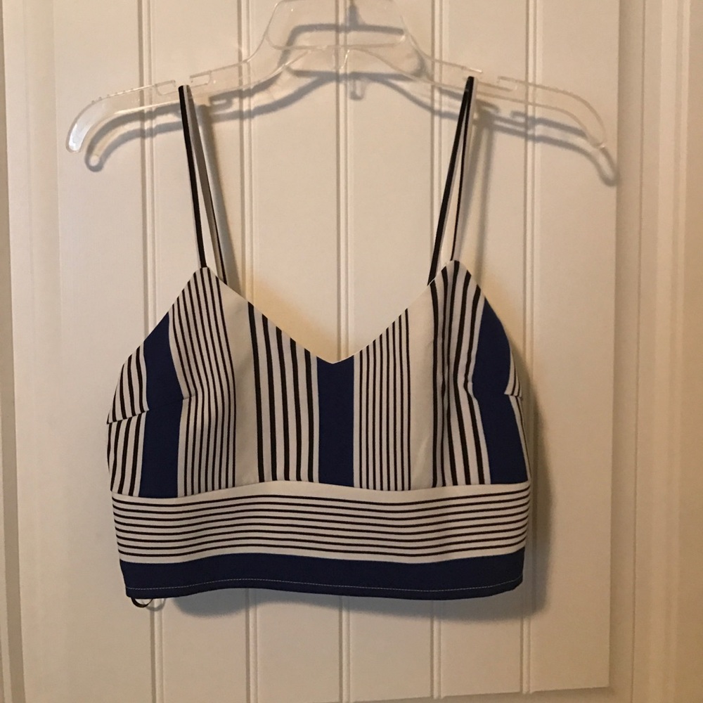 Woven Top/Crop White/Royal