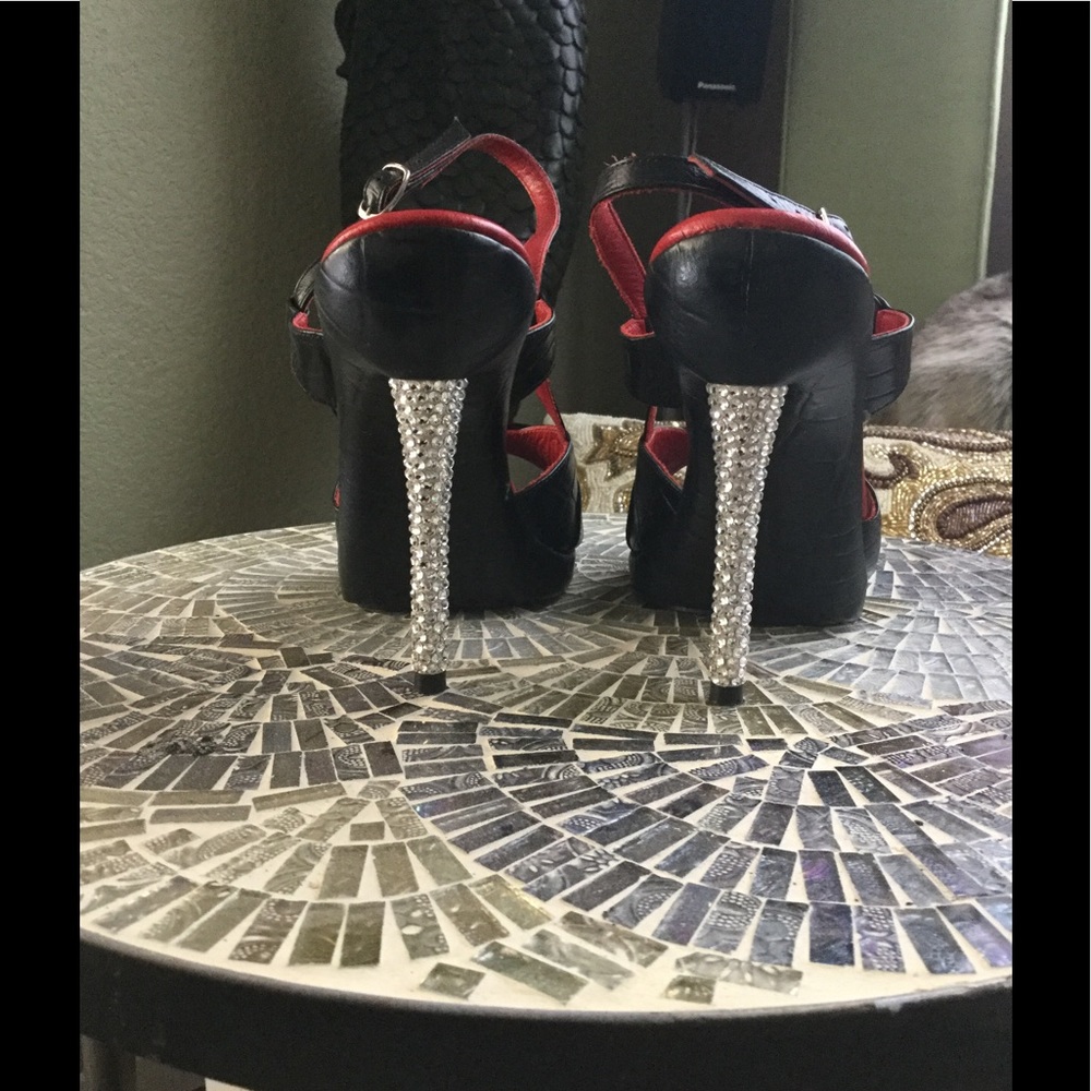 Neda black and rhinestone sling back heels - Picture 5 of 8