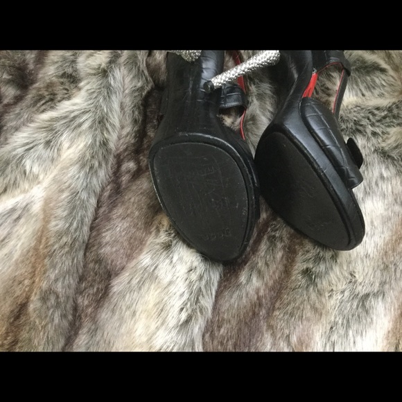 Neda black and rhinestone sling back heels - Picture 4 of 8