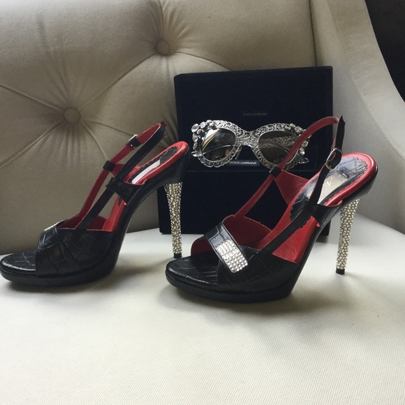 Neda black and rhinestone sling back heels - Picture 8 of 8