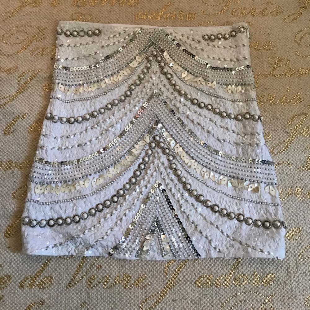 White beaded mini skirt by Joe's Jeans