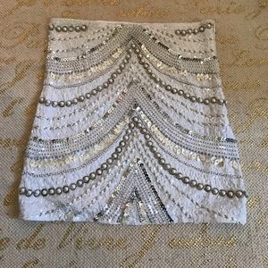White beaded mini skirt by Joe's Jeans