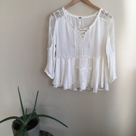 Free People Tops - {free people} white lace blouse