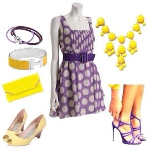 Alice + Olivia purple polka dot dress