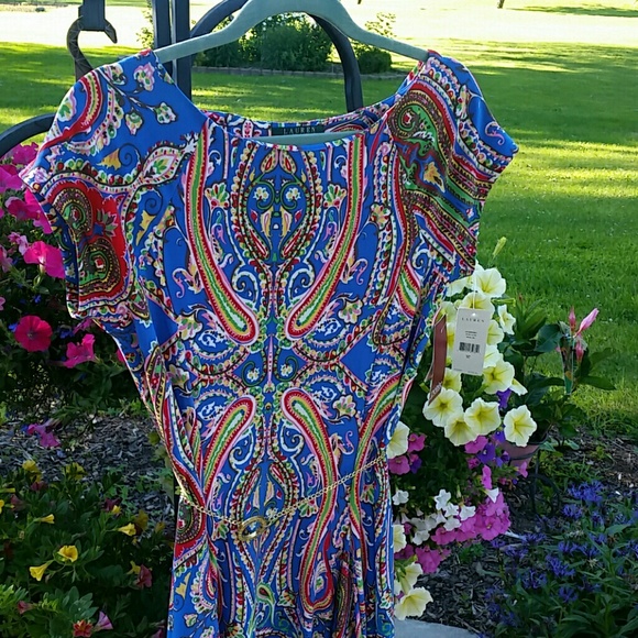 Ralph Lauren Dress NWT - Paisley - Petite Large - Picture 2 of 4