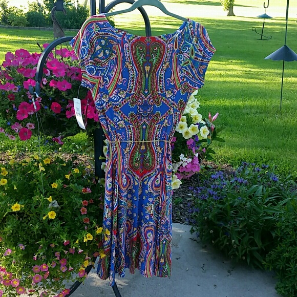 Ralph Lauren Dress NWT - Paisley - Petite Large - Picture 3 of 4