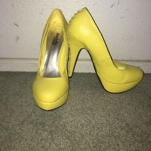 Yellow high heels from Charlotte Russe.