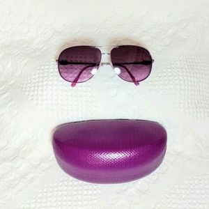 Steve Madden silver & purple metal aviators