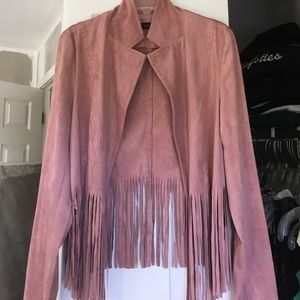 Light pink swede fringe jacket