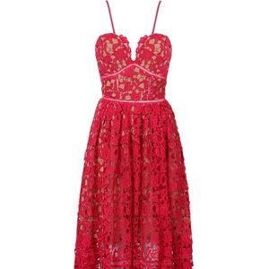 Choies red lace midi dress