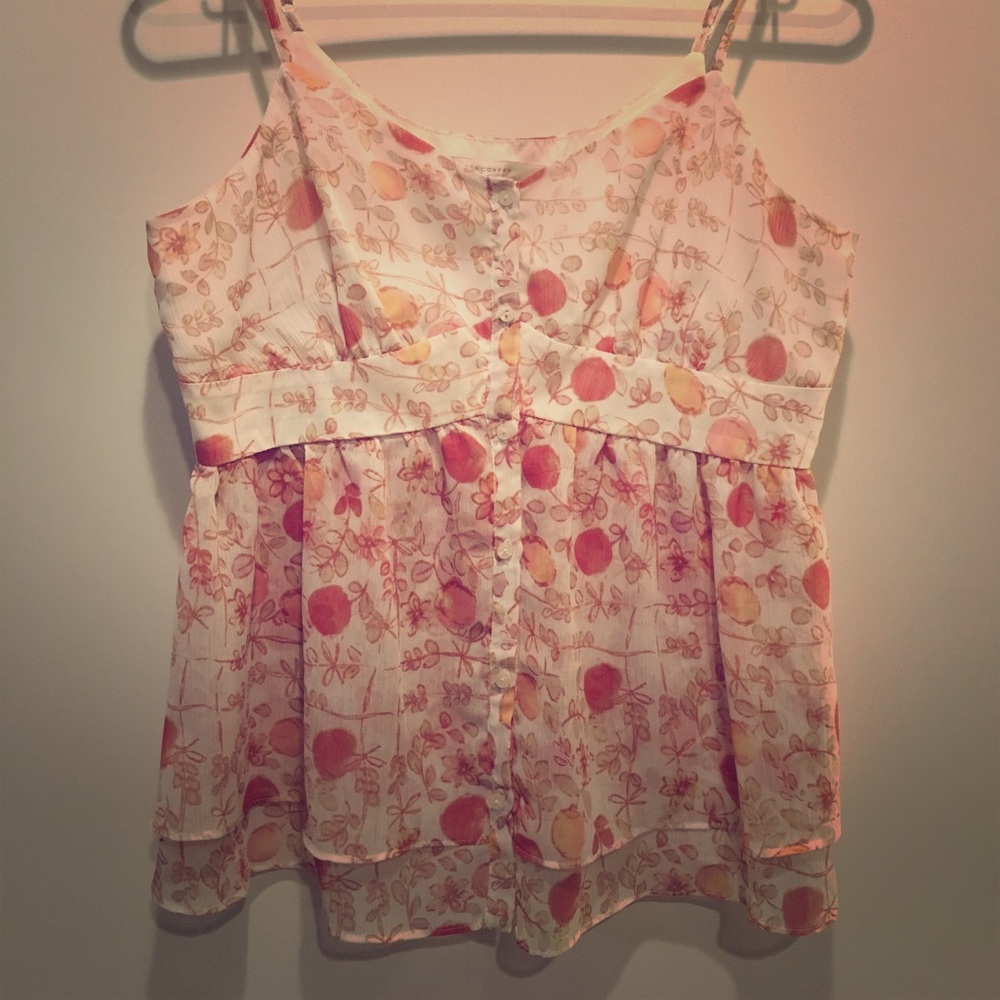 Lauren Conrad peach print blouse