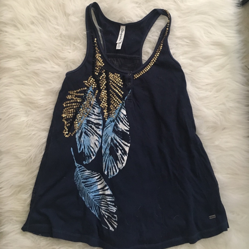 Blue leaf tank top