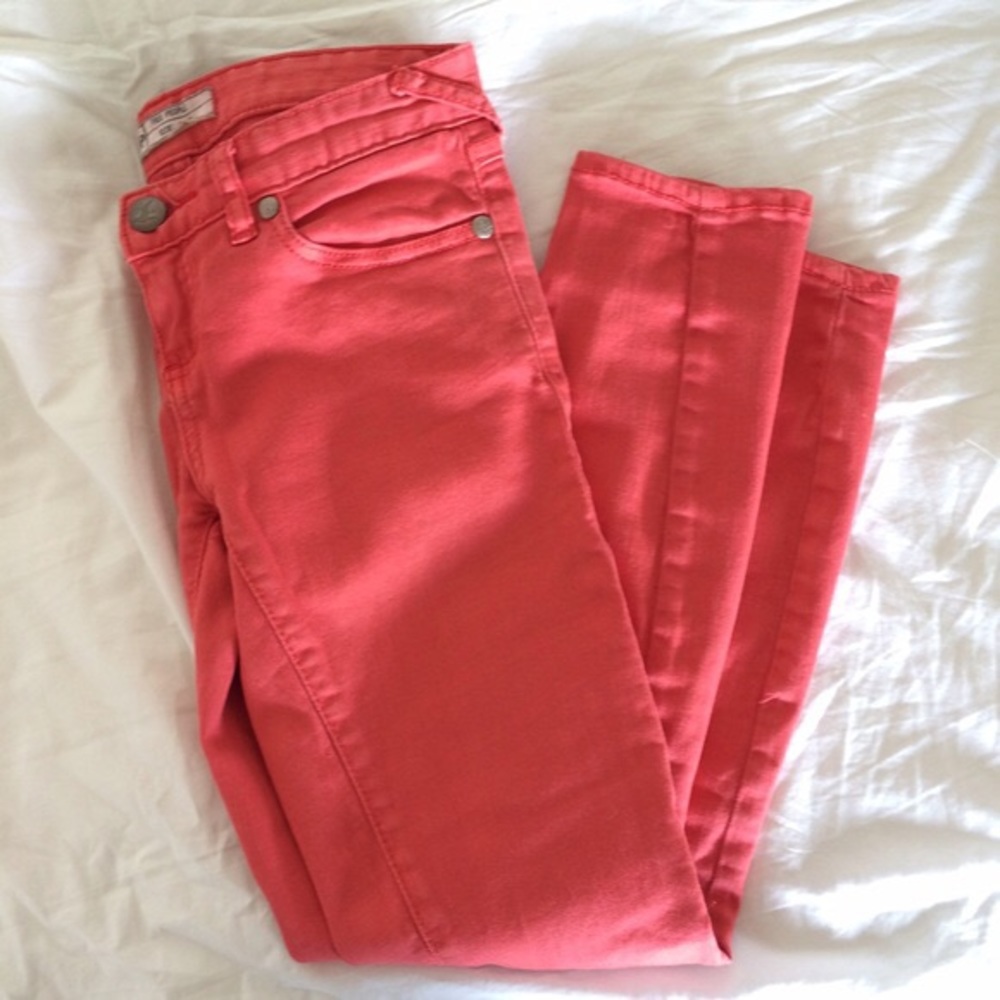 Free People Coral Crop Pants, Pink Pants, Coral - Picture 1 of 4