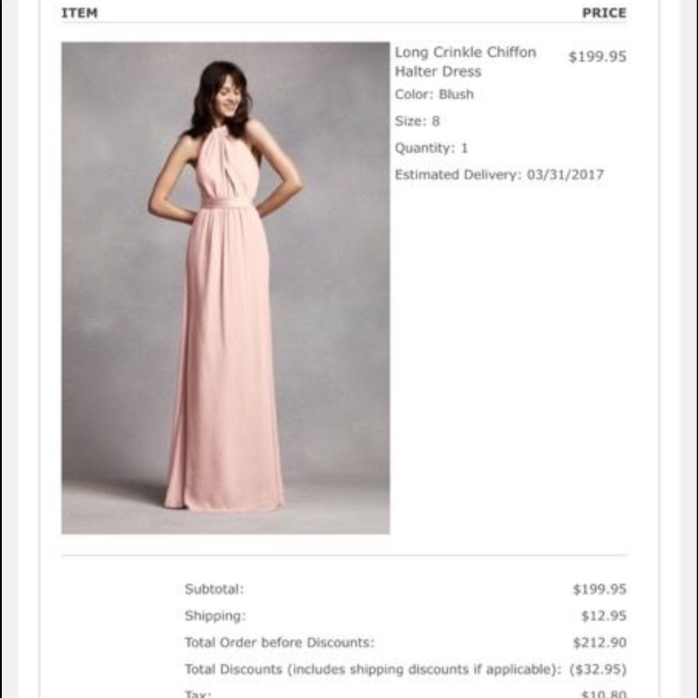 Vera Wang Bridesmaid Dress in Blush