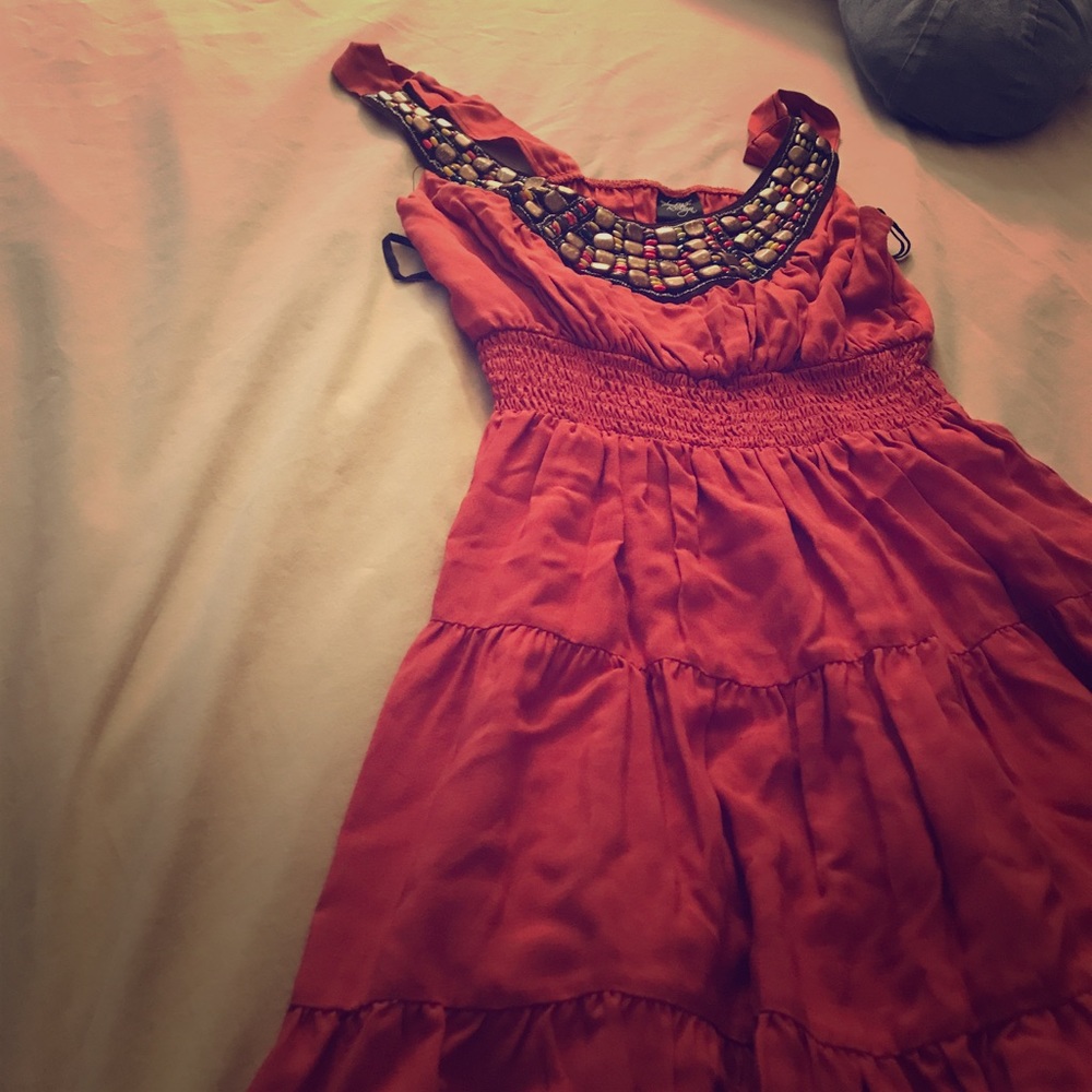 Orange summer dress.