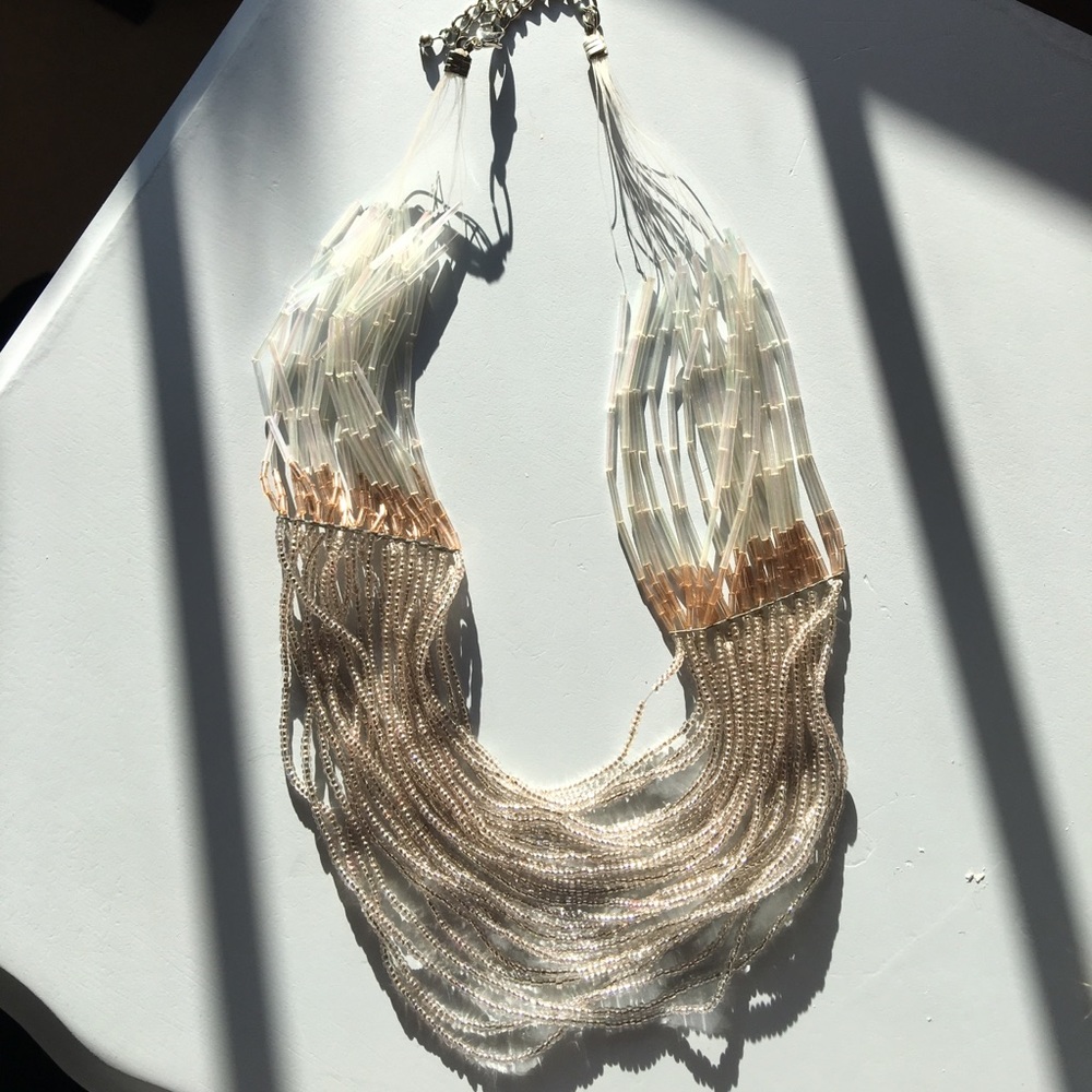 Pretty blush pink shimmery seed bead necklace