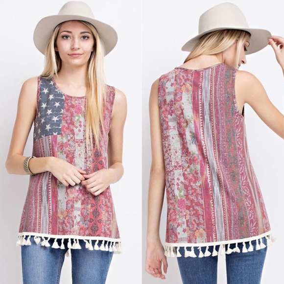 Patriotic Boho Tassel Tank - Picture 1 of 2