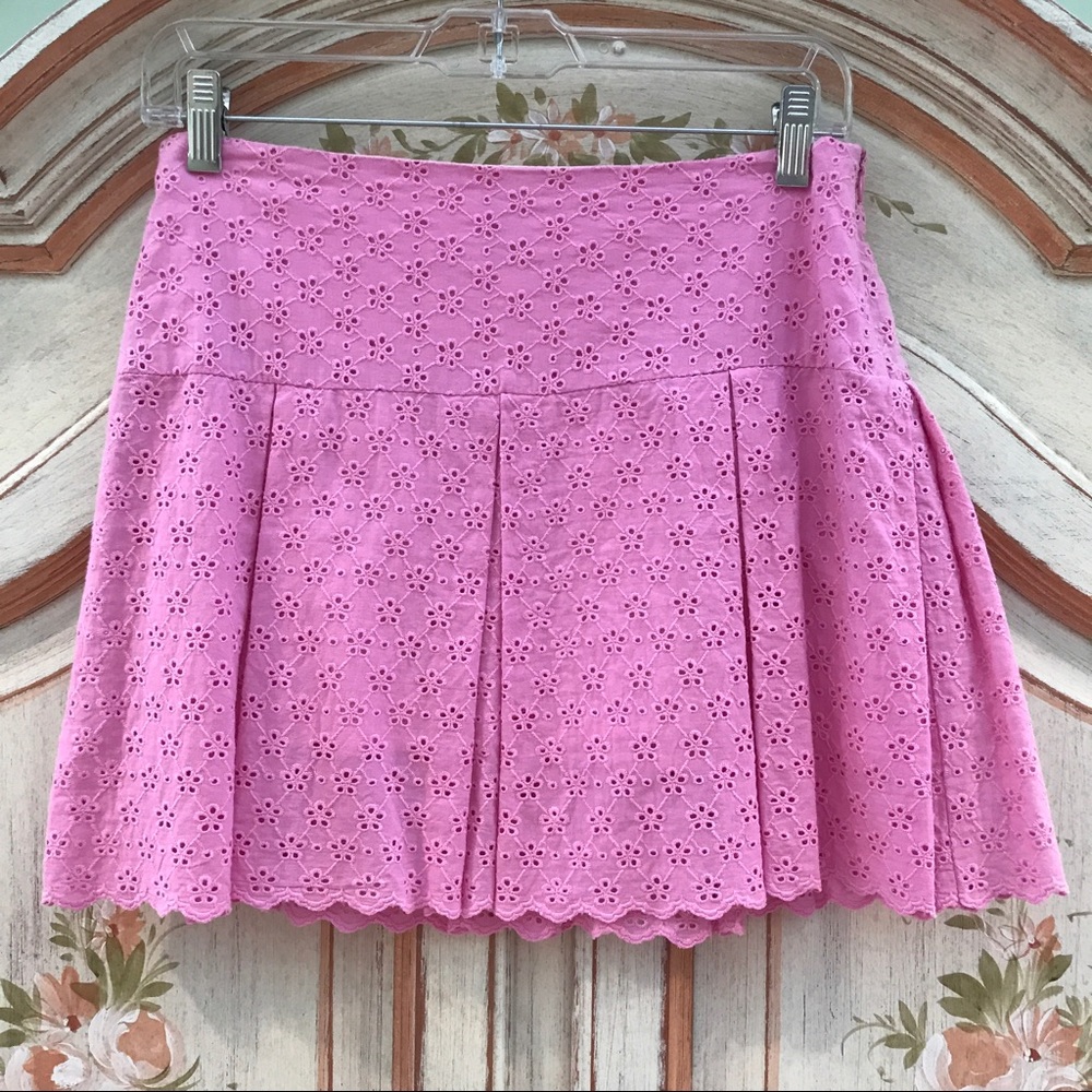 Aqua Pink Eyelet Skirt pleated mini size small