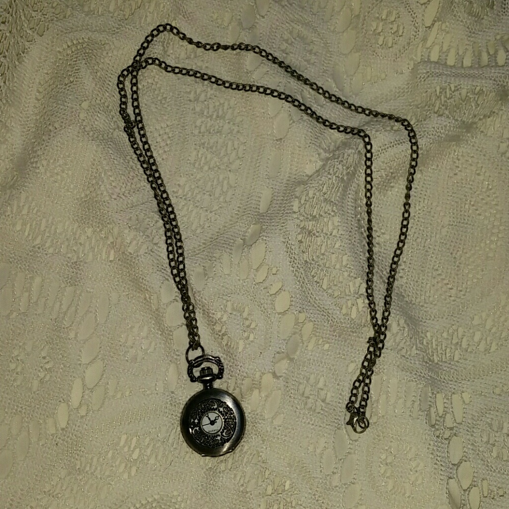 Long chained pocket watch necklace