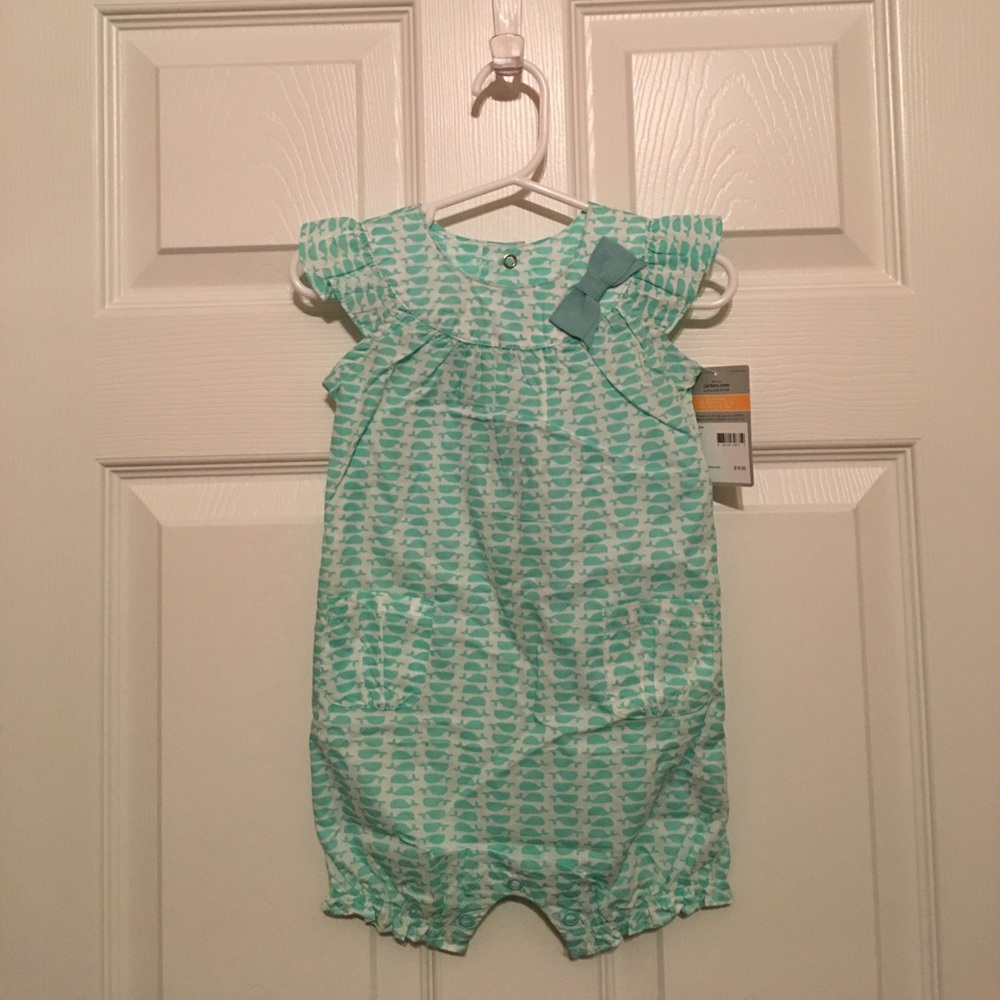 Carter's Romper-mint green with whale print