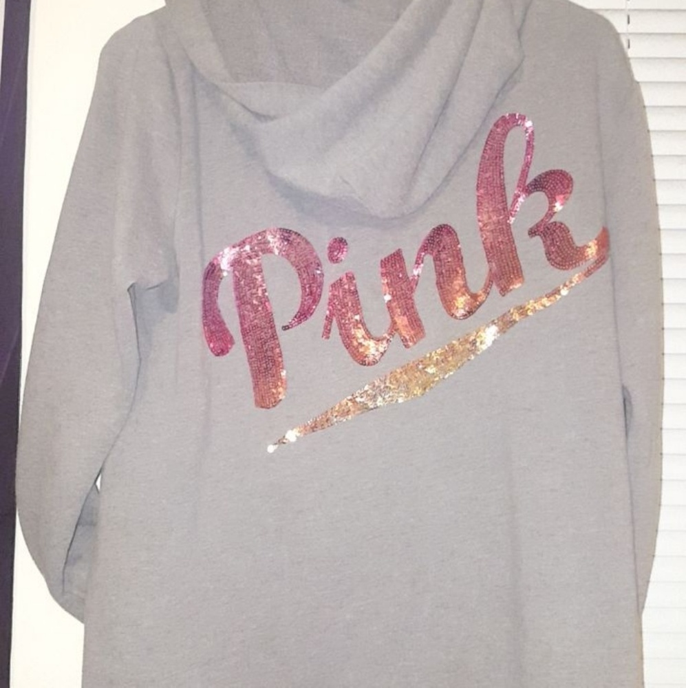 PINK Sequin Zip Up hoodie