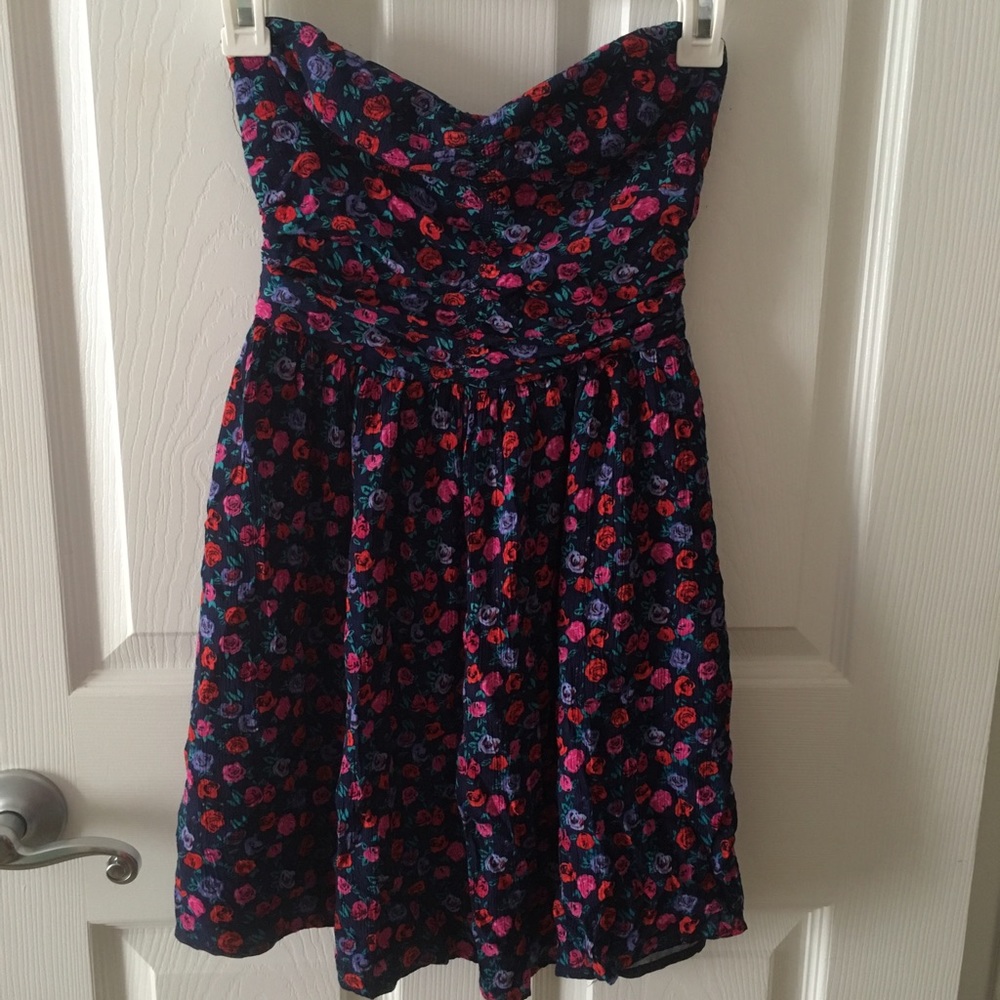 Strapless Floral Dress
