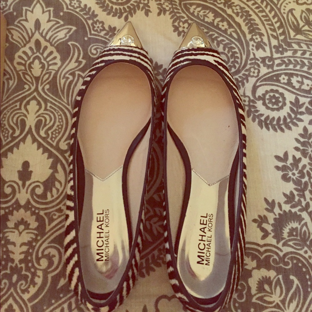 Authentic zebra Michael Kors pointed flats