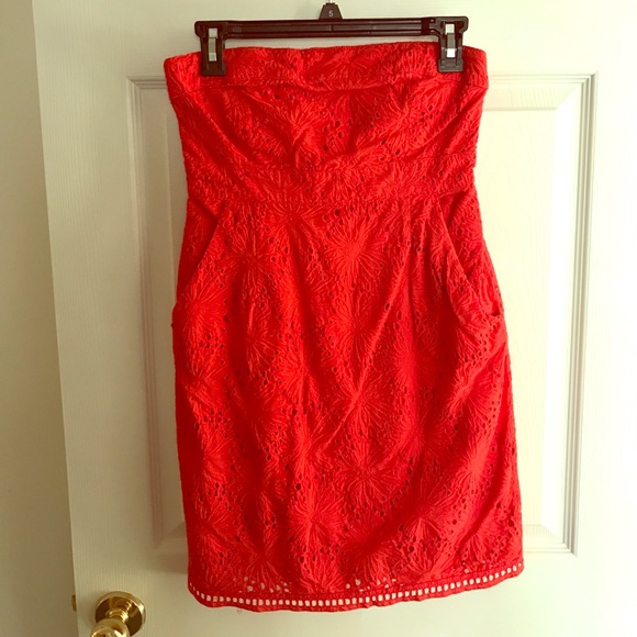 Coral Strapless Dress - Picture 1 of 4