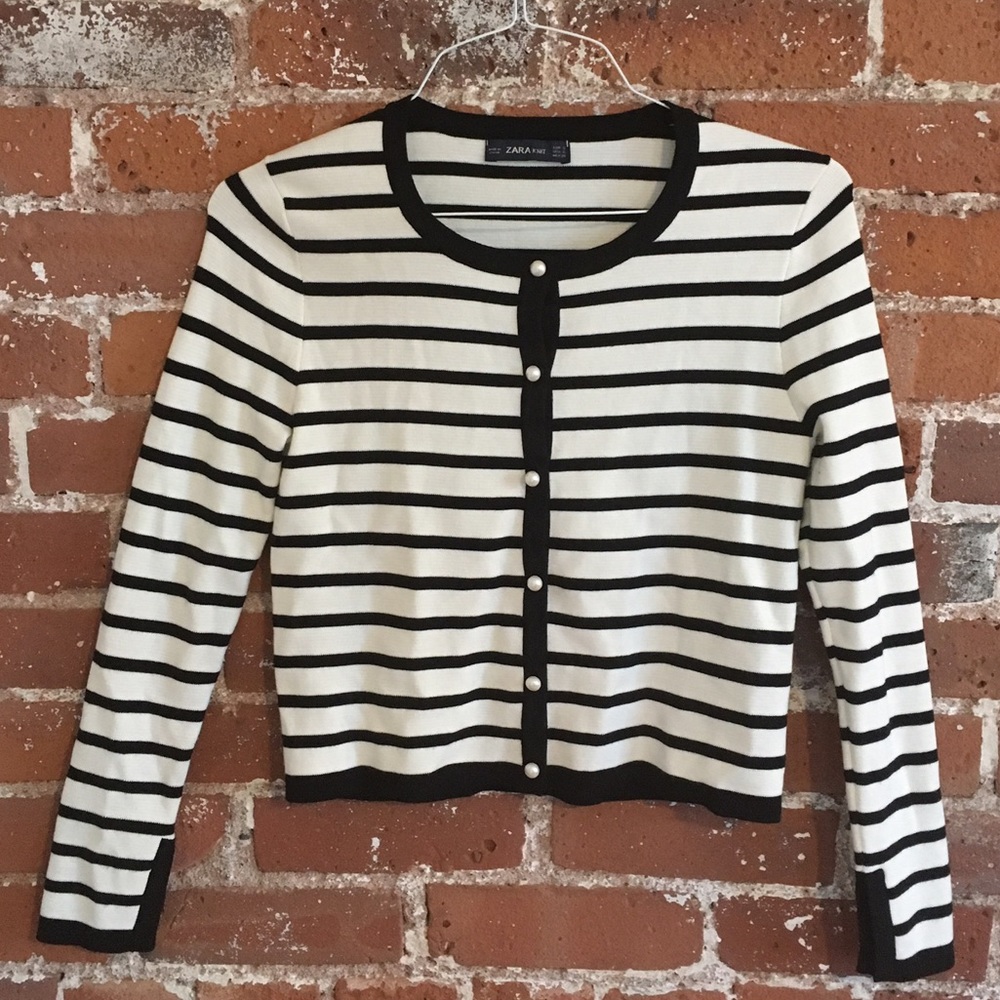 Zara crop cardi with "pearl" buttons