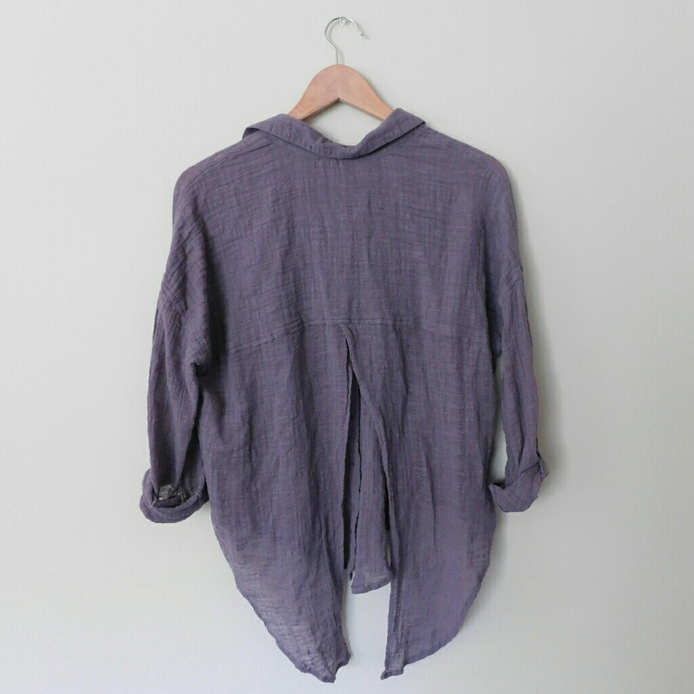 *SOLD* Free People Gray Button Down Blouse - Picture 2 of 7