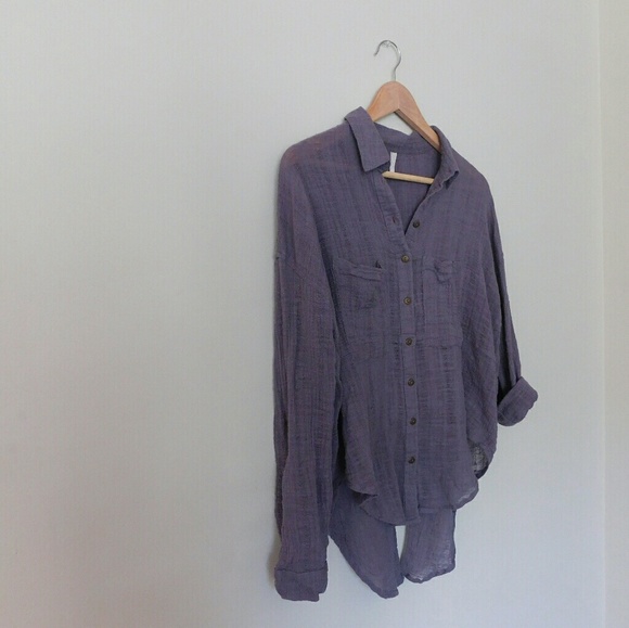 *SOLD*      Free People Gray Button Down Blouse - Picture 7 of 7