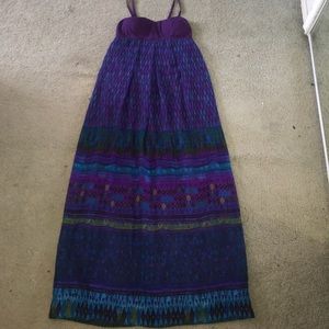 Purple/multi-colored maxi dress.