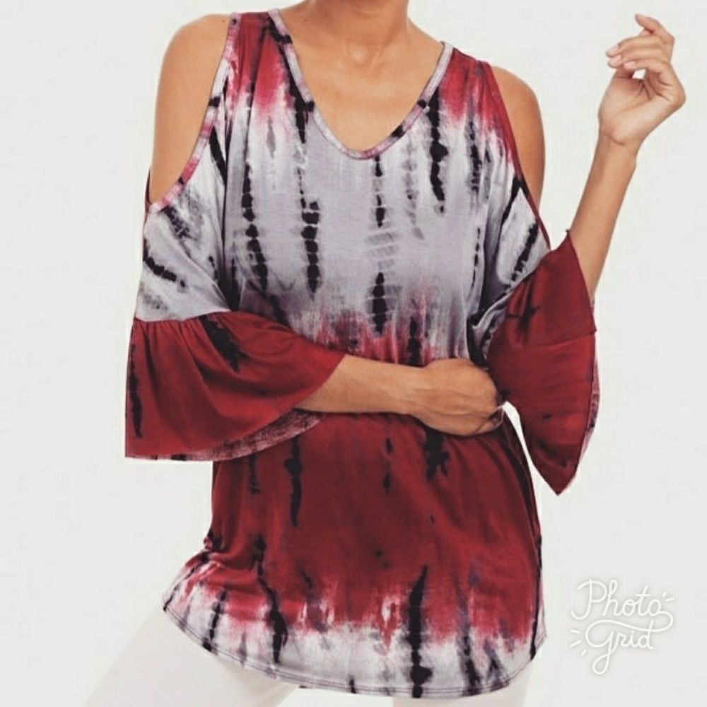 Tie Dye Cold Shoulder Top