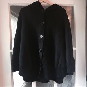 Black wool poncho