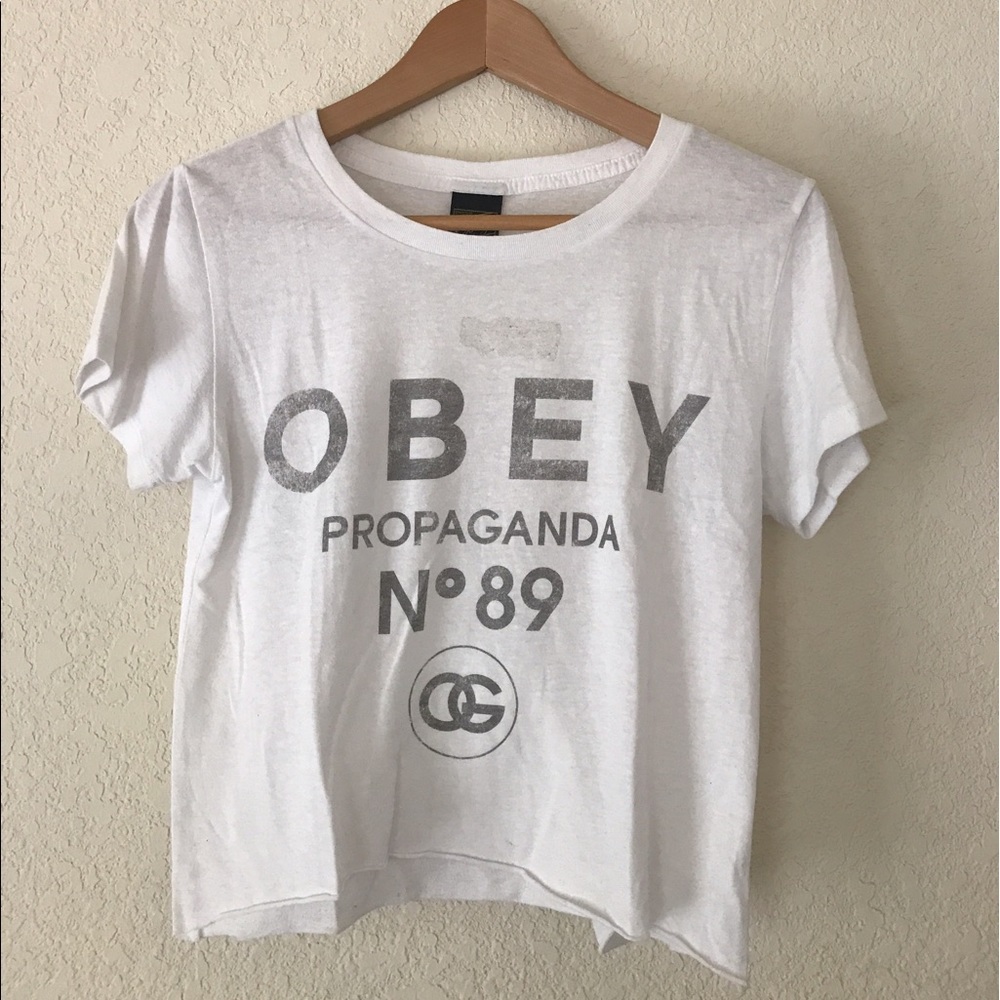Obey White Girl's Cropped T-Shirt