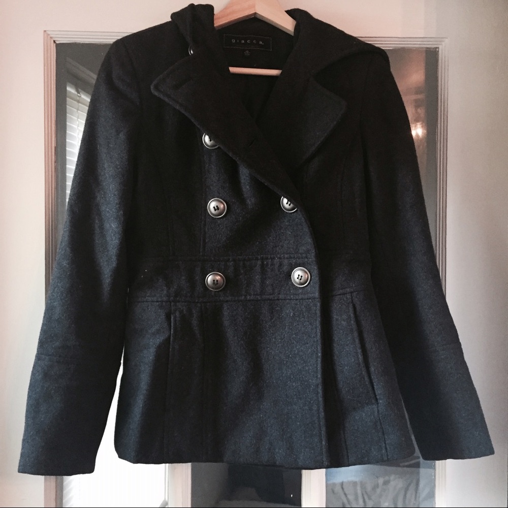 Gray wool pea coat