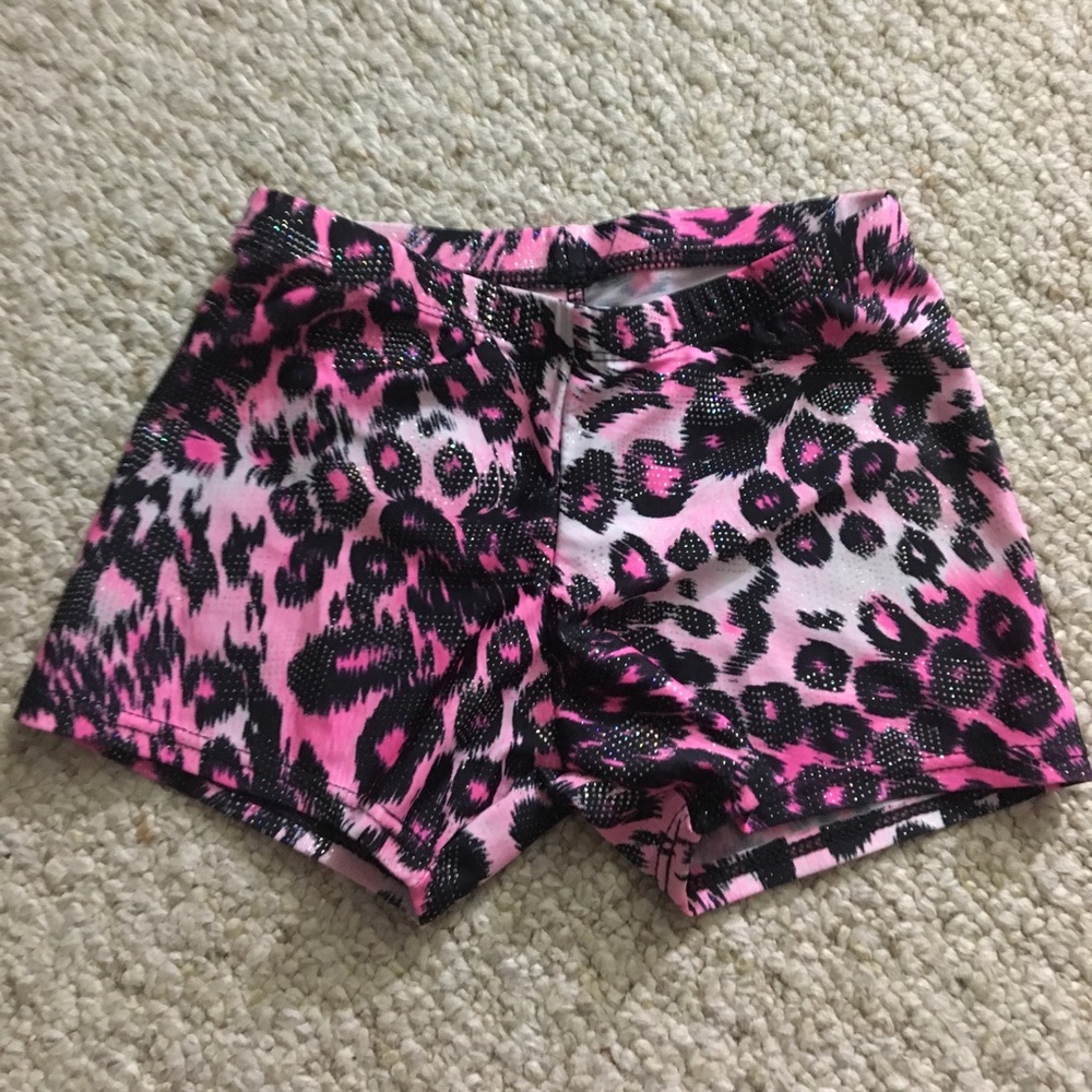 Pink and black cheetah dance shorts