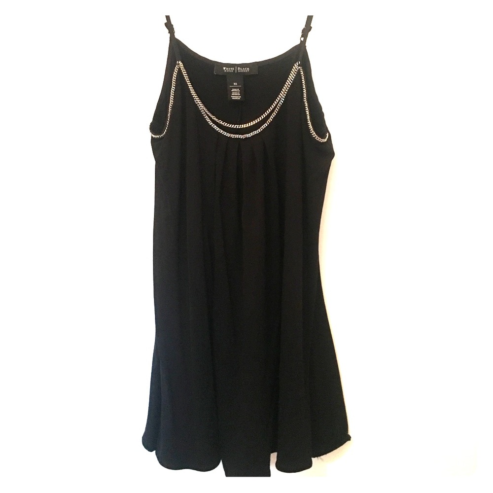 Black spaghetti strap tank top with chain detail