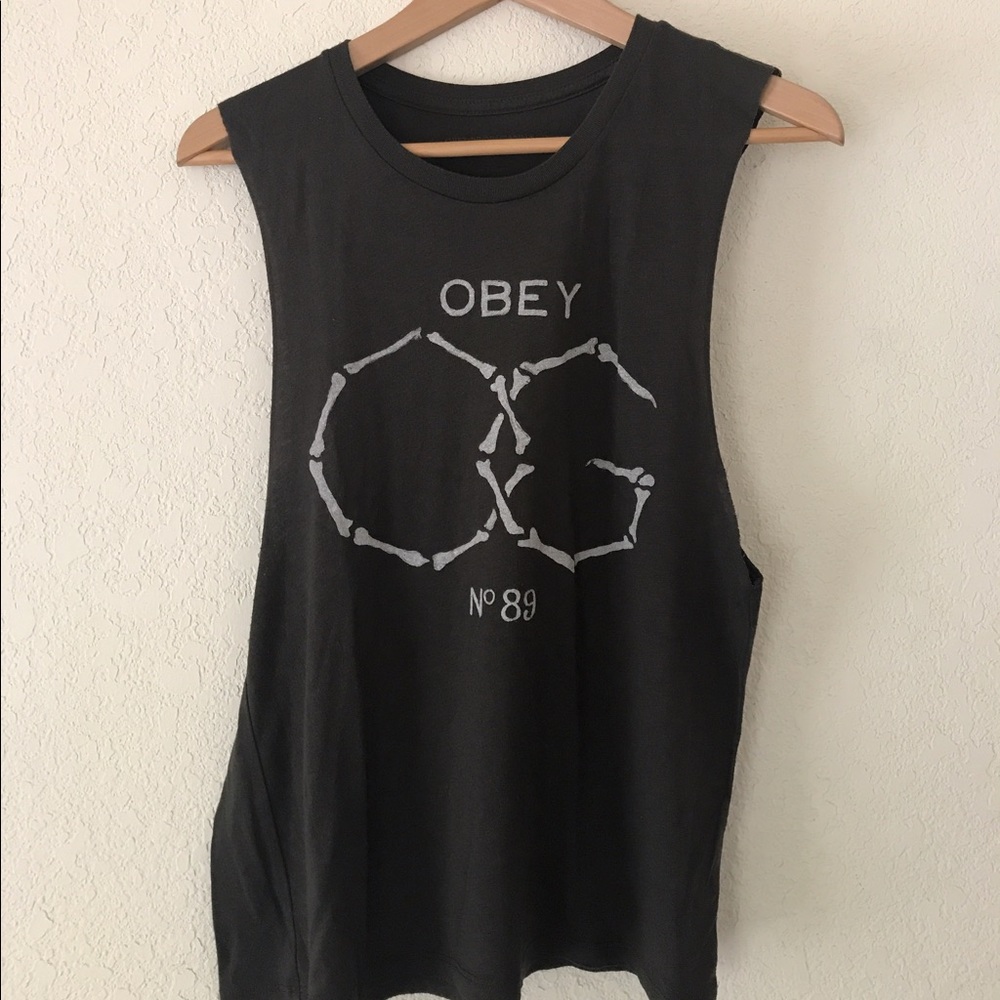 Obey Black/Gray Juniors Muscle Tee